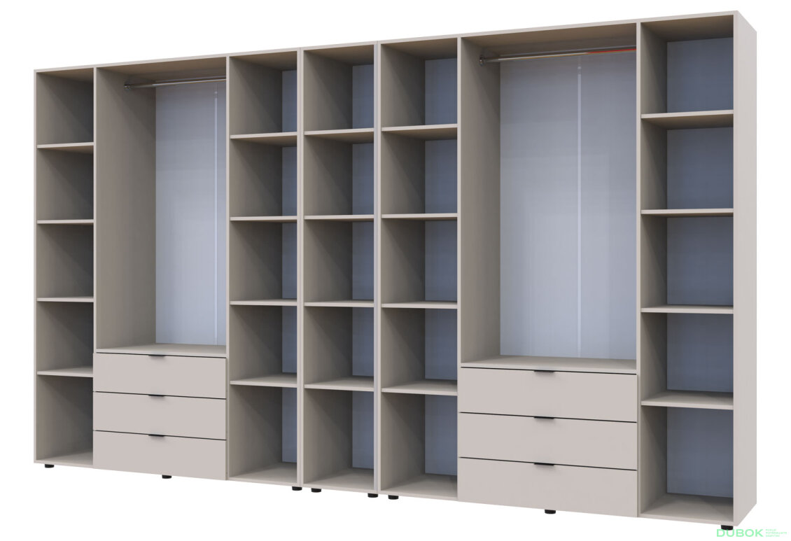Obrázek 4 - Skříň osmidveřová s regálem Gelar 348.2 cm Kašmír