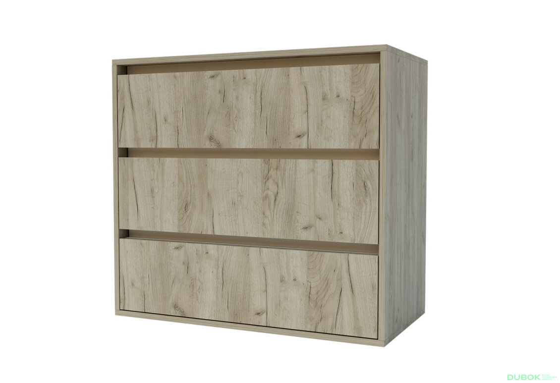 Komoda Idea K 760/800/3š dub kraft šedý / satén