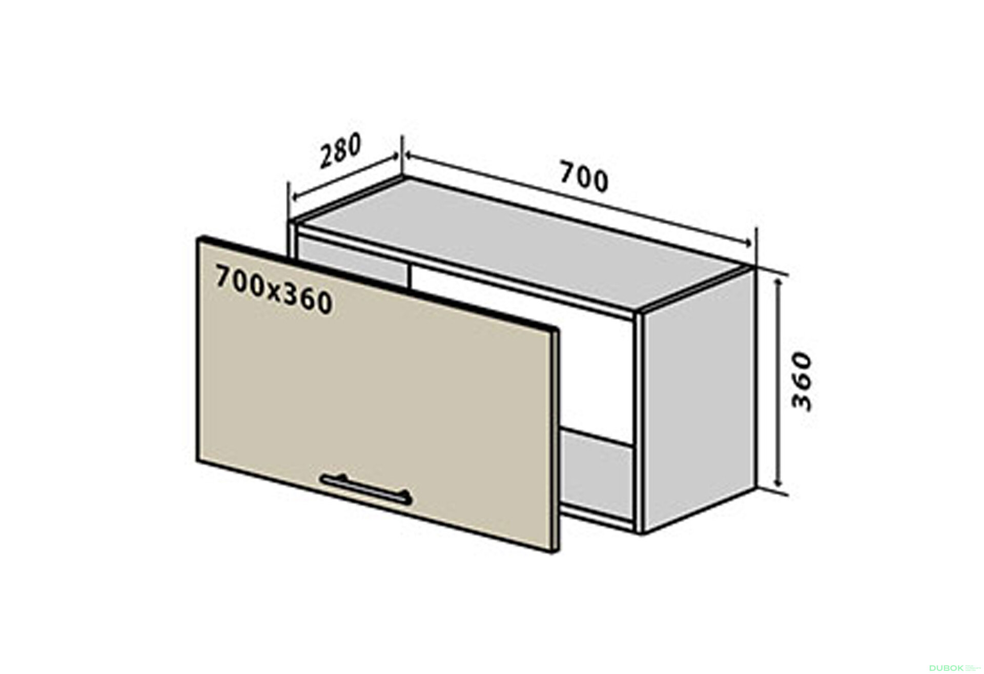 Obrázek 1 - V84 horní skříňka nad digestoř 70 Interno Gloss