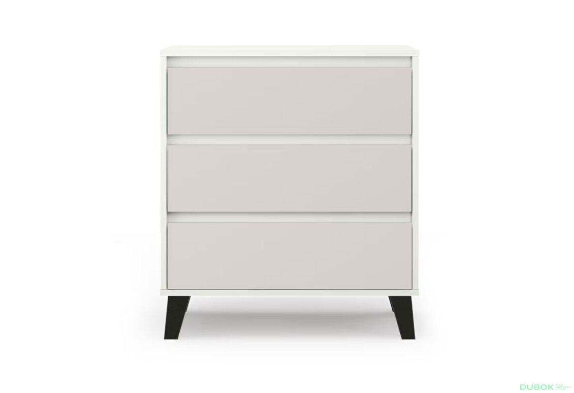 Komoda Borg 3s/70 bílá / kašmír