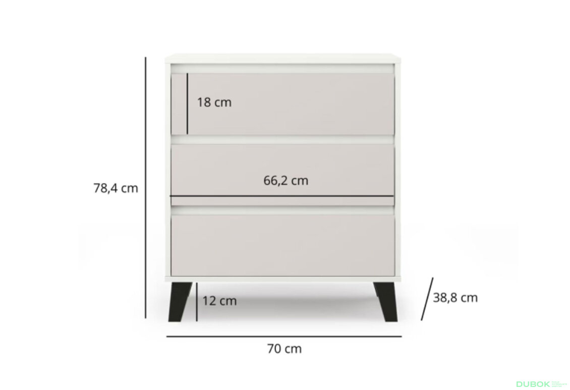 Obrázek 6 - Komoda Borg 3s/70 bílá / kašmír