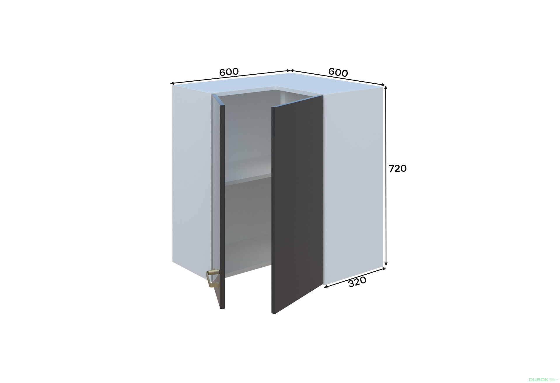 Obrázek 1 - Horní skříňka 60x60 Přímý roh L/P Liona
