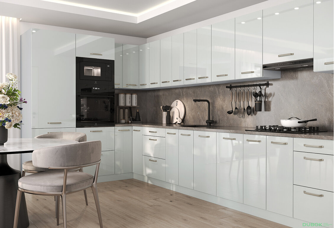 Sada 400×150 cm, bílá / trend šedá lesk Liona