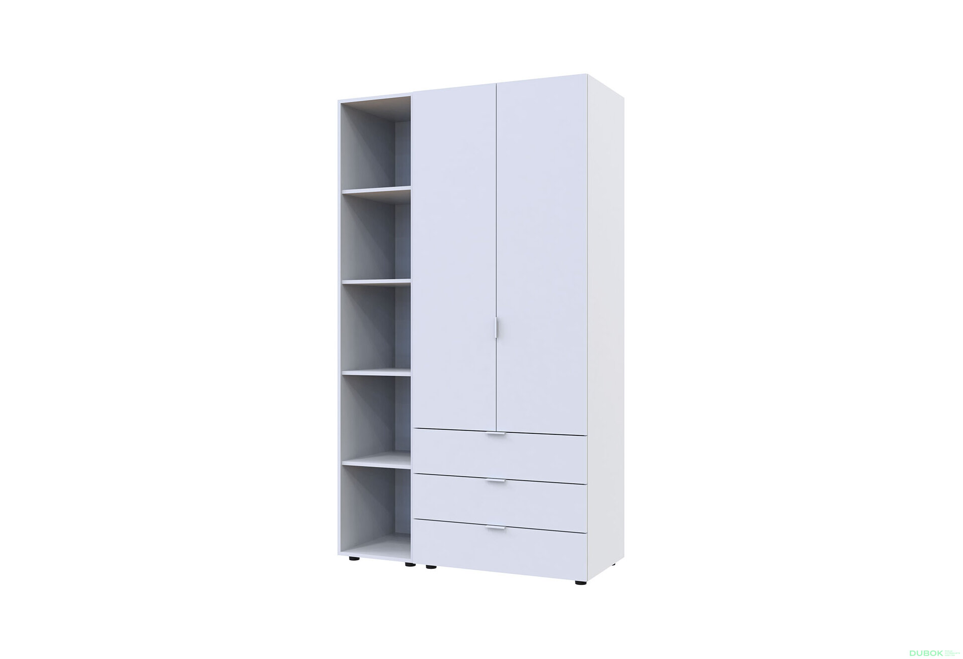 Obrázek 4 - Skříň dvoudveřová s regálem Gelar 115.7 cm Bílá