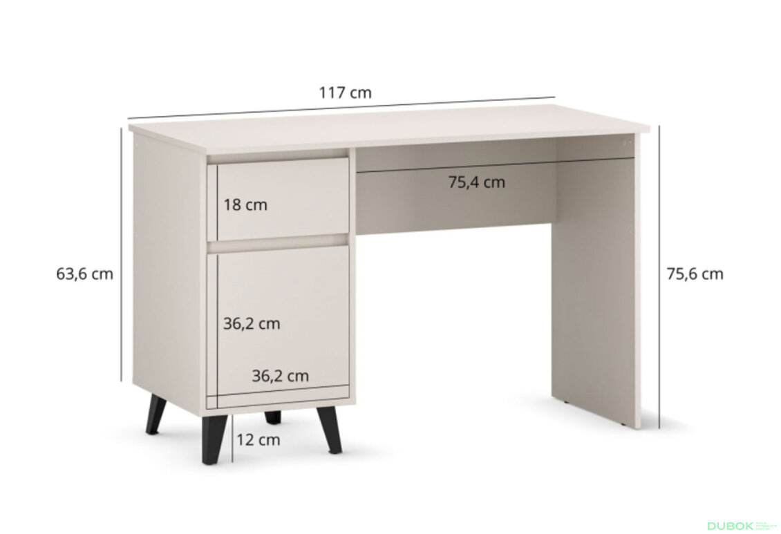 Obrázek 6 - Psací stůl BORG 1d1s/120 kašmír