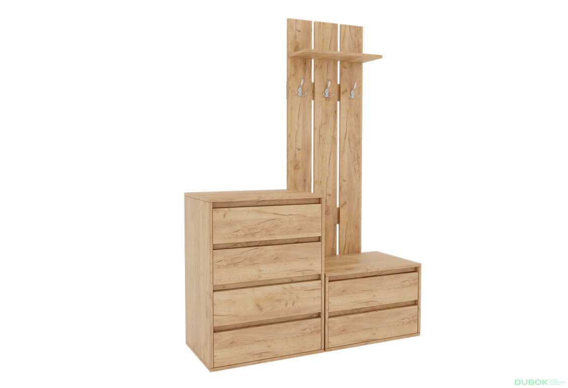 Obrázek 3 - Předsíňová sestava Melanie 120 cm Dub kraft zlatý