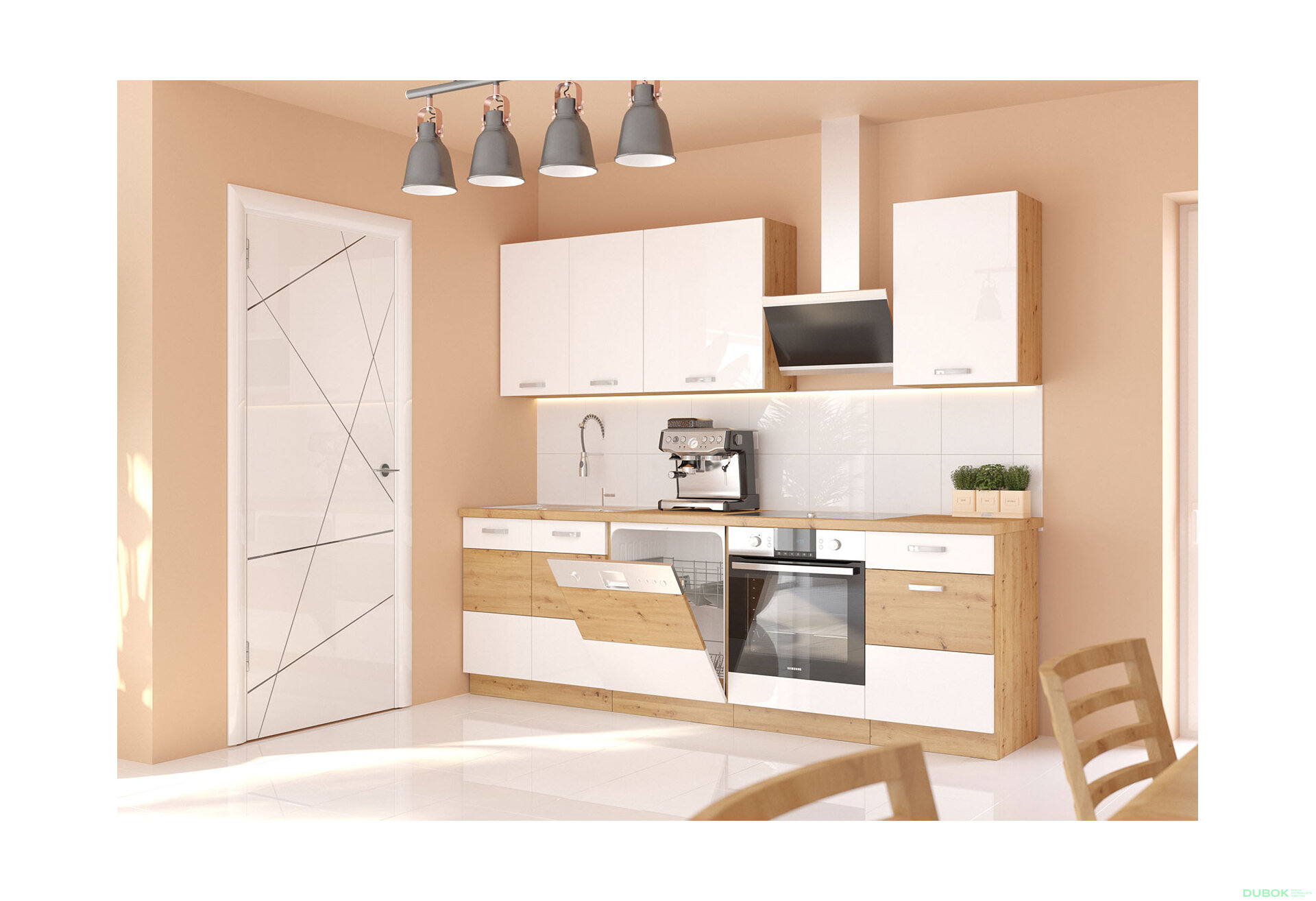 Obrázek 1 - Kuchyňská sestava 2.5 m Artisan / bílý lesk