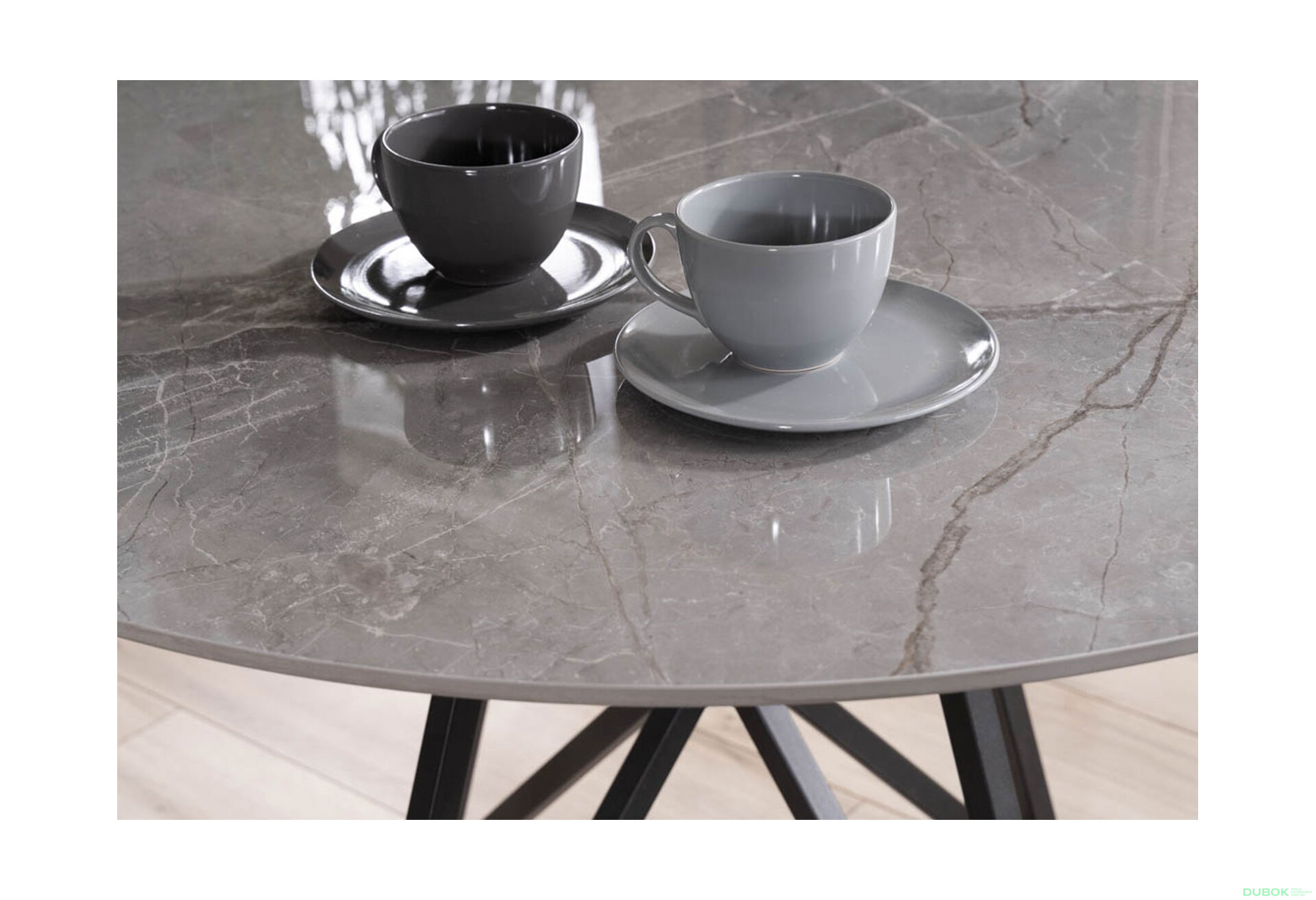 Obrázek 7 - Stůl Murano 120 šedý + 4 židle Cherry II Velvet světle šedý Bluvel 03