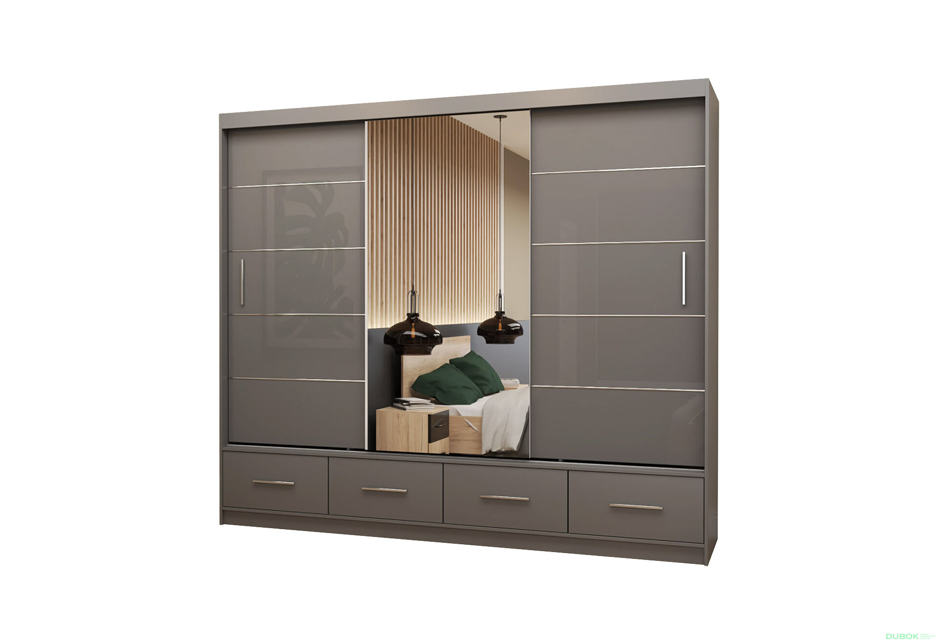 Obrázek 1 - Skříň Florence 3D 250 šedý lesk