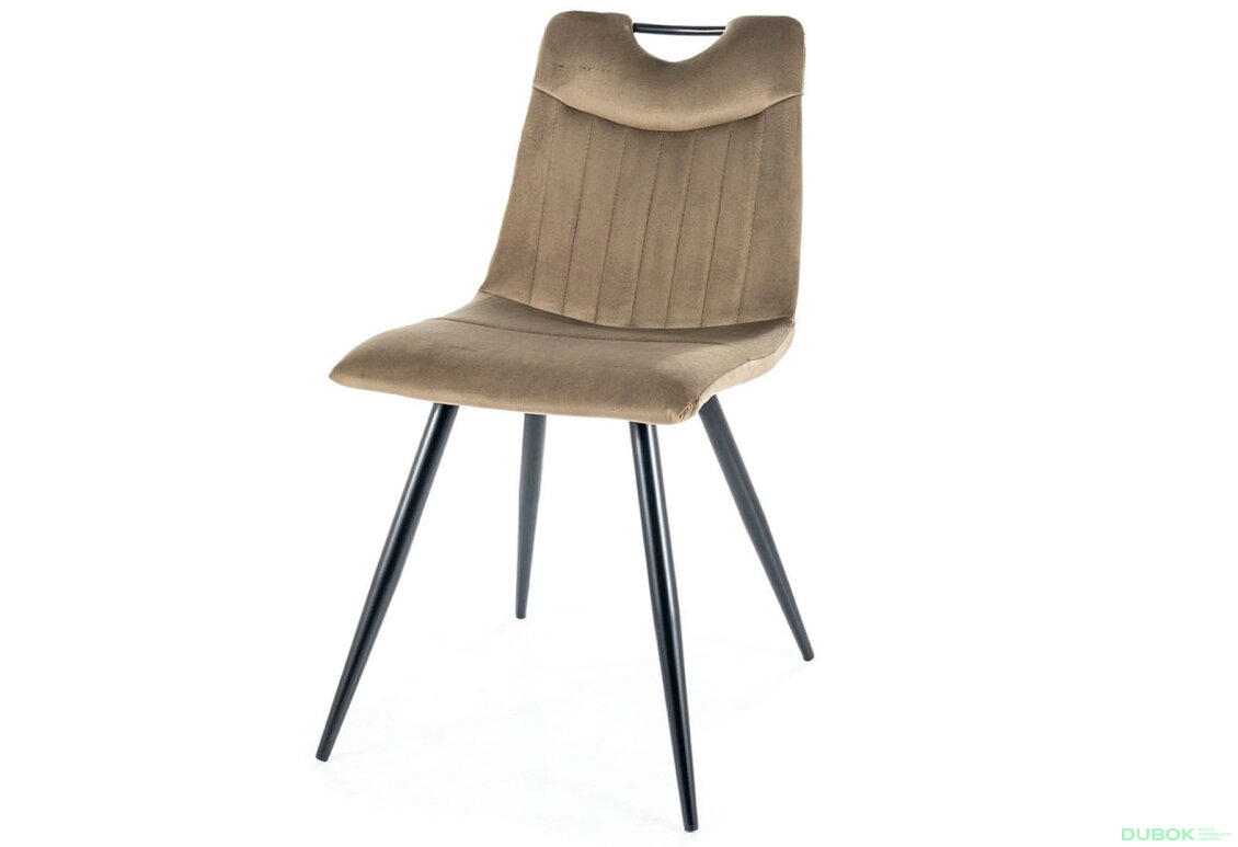 Obrázek 2788 - Stůl Ivy 140x80 + 4 židle Orfe Velvet olivový Bluvel 77 / černý mat