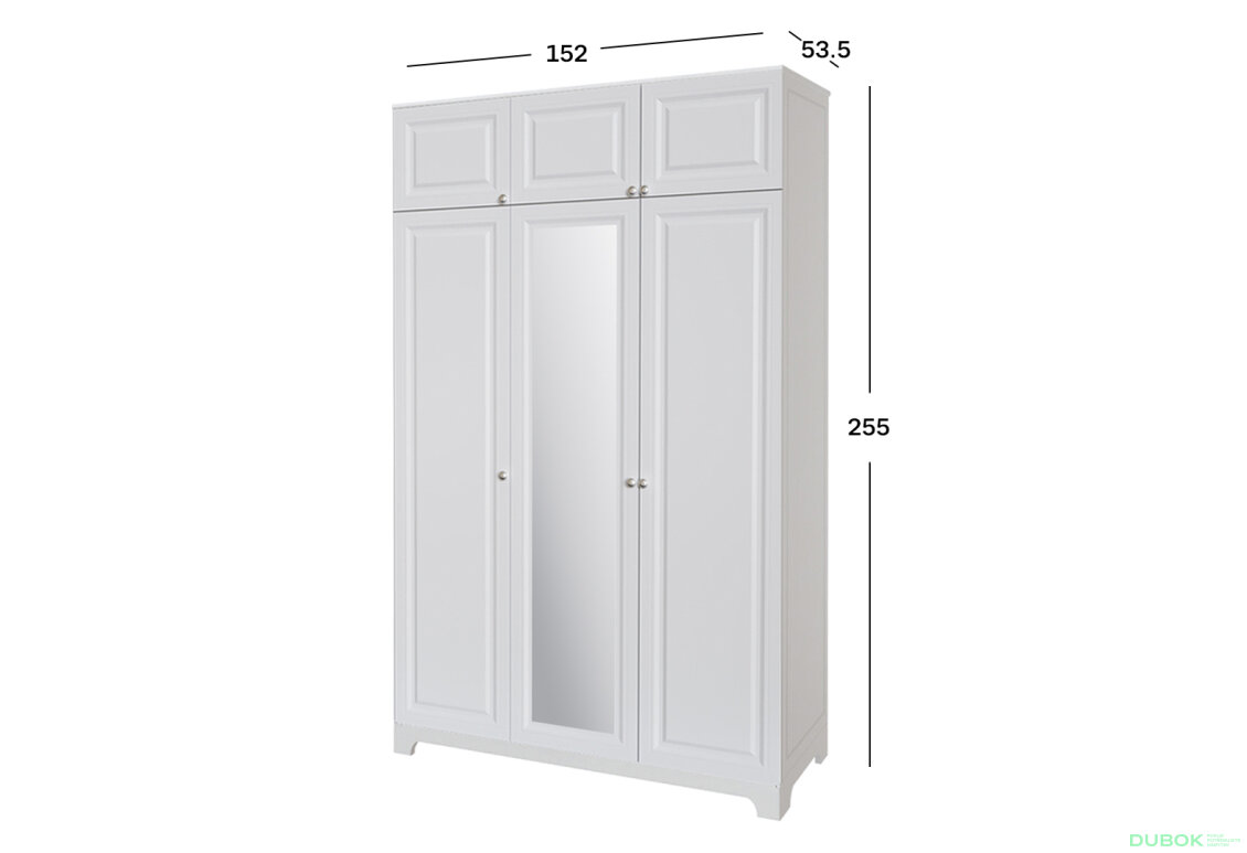 Obrázek 2 - Skříň č. 3 / MDF V.1 + Zrcadlo V.1 + Antresol Madrid