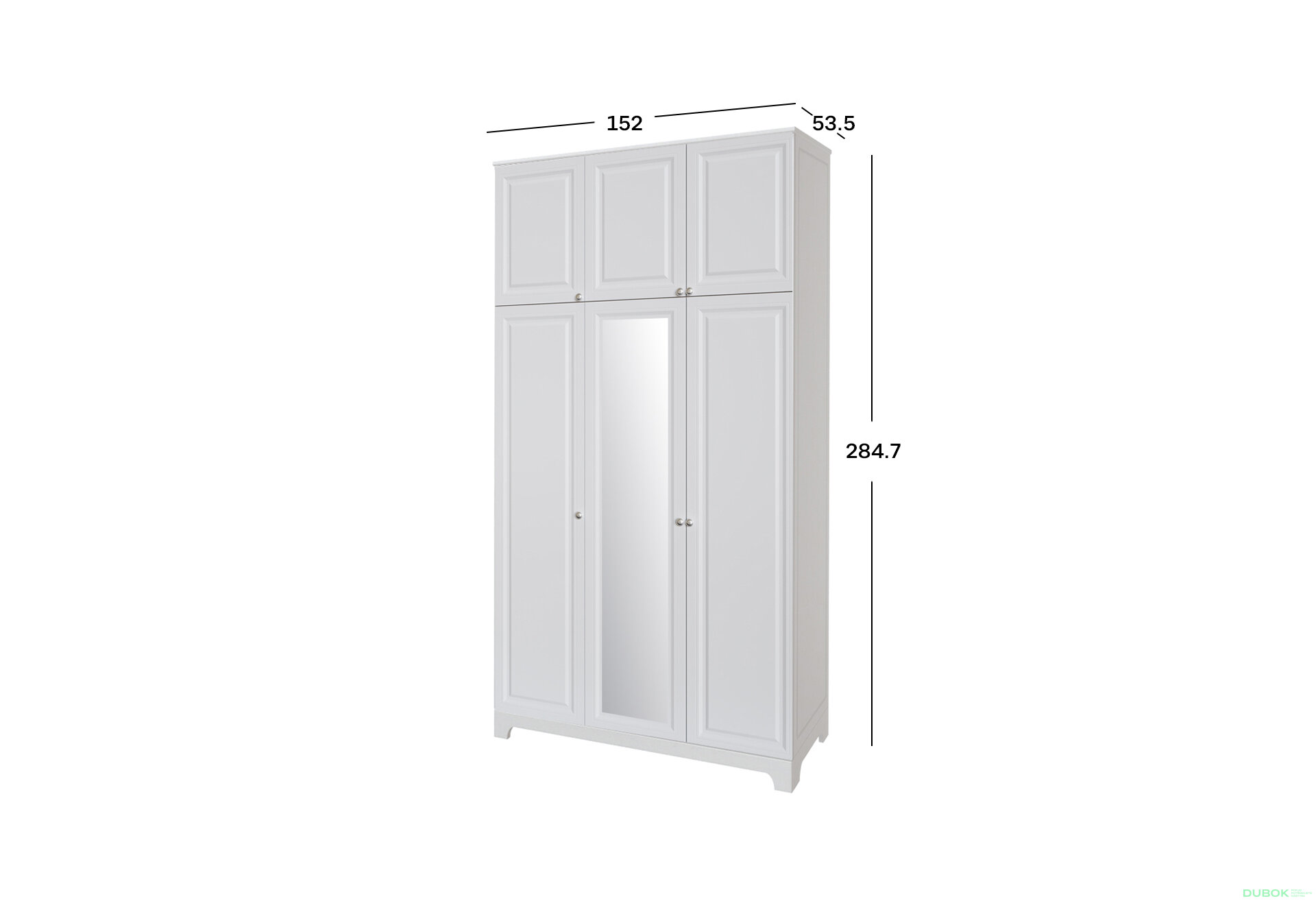 Obrázek 2 - Skříň č. 3 / MDF V.1 + Zrcadlo V.1 + Vysoká nástavba Madrid