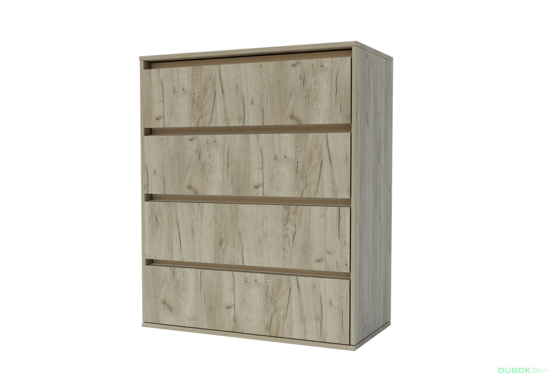 Komoda Idea K 1000/800/4š dub kraft šedý / satén