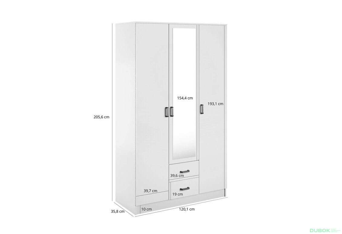 Obrázek 2 - Skříň se zrcadlem 3d2s bílá Kami