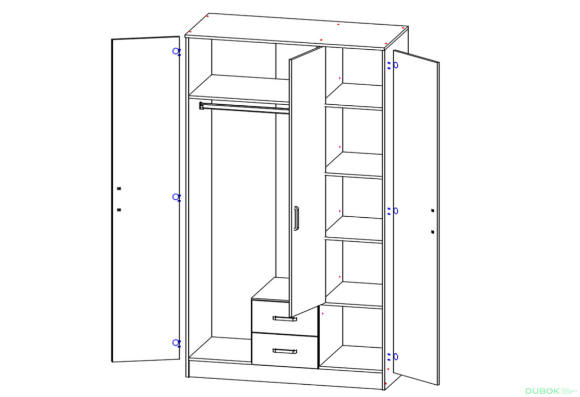 Obrázek 3 - Skříň se zrcadlem 3d2s bílá Kami