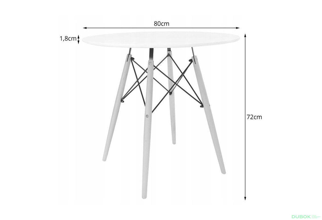 Obrázek 8 - Sada kulatý stůl TODI 80 cm bílý + 4 židle LAGO šedé