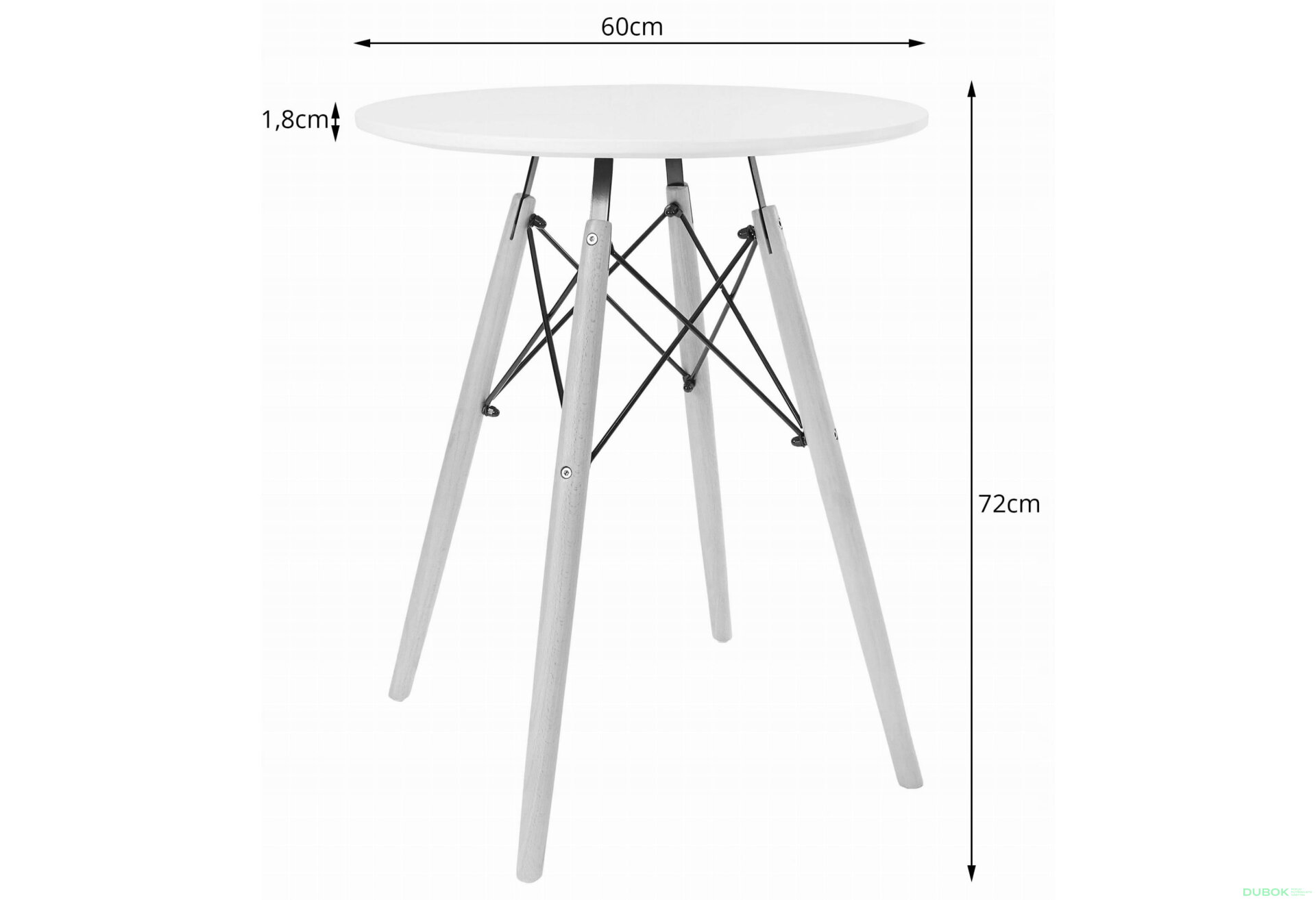 Obrázek 11 - Sada kulatý stůl TODI 60 cm bílý + 2 židle LAGO námořnická modrá