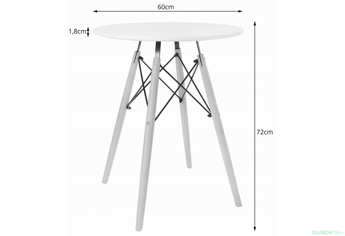 Obrázek 11 - Sada kulatý stůl TODI 60 cm bílý + 2 židle LAGO námořnická modrá