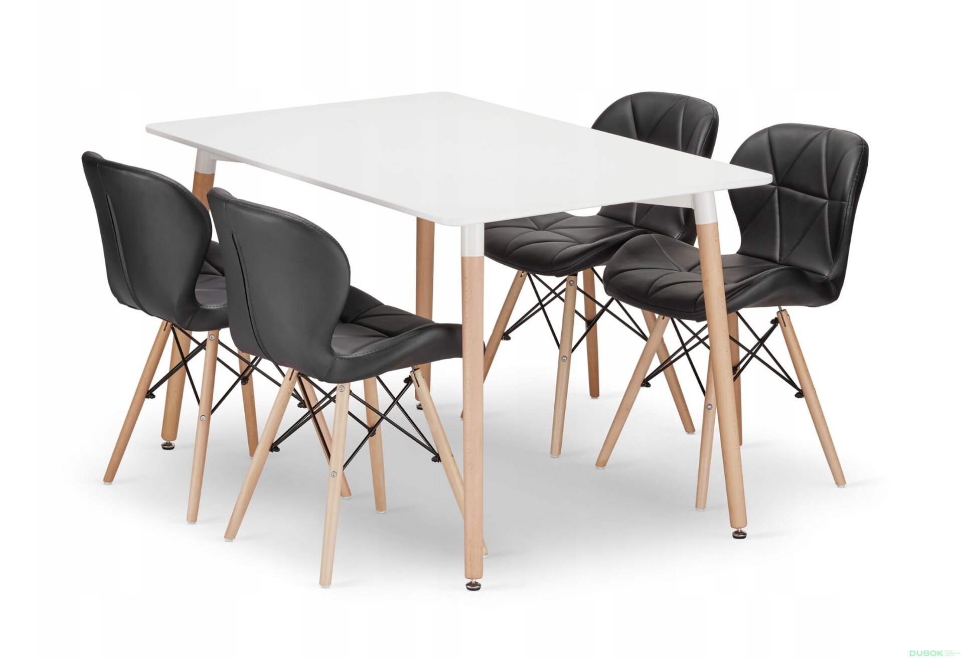 Obrázek 1 - Sada obdélníkový stůl ADRIA 120x80 bílý + 4 židle LAGO černé