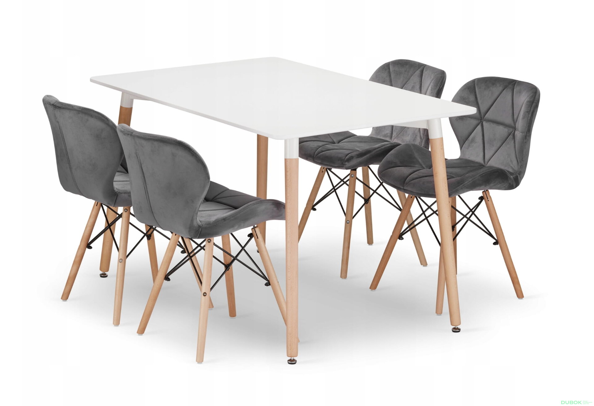 Obrázek 1 - Sada obdélníkový stůl ADRIA 120x80 bílý + 4 židle LAGO šedé