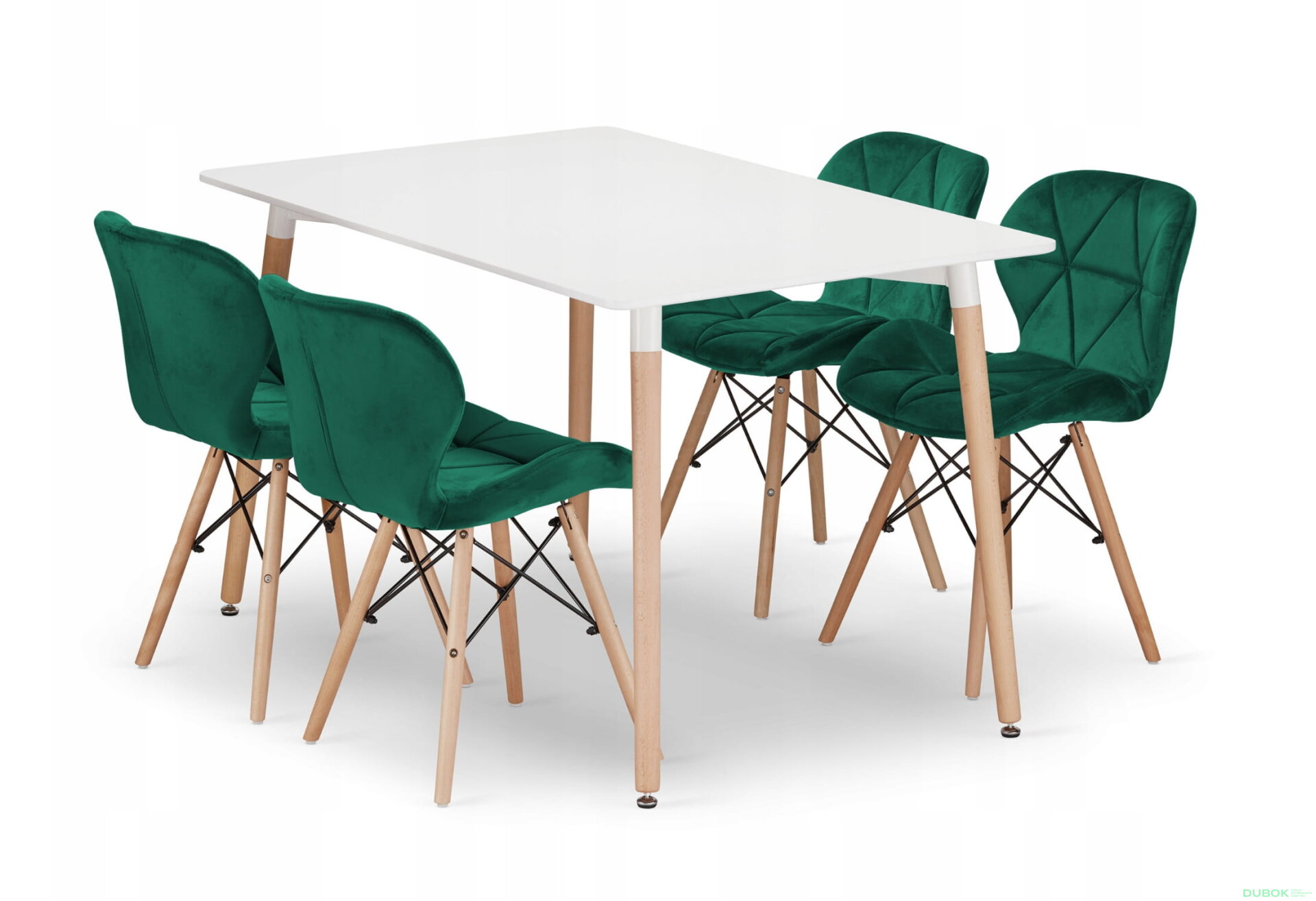 Obrázek 1 - Sada obdélníkový stůl ADRIA 120x80 bílý + 4 židle LAGO zelené