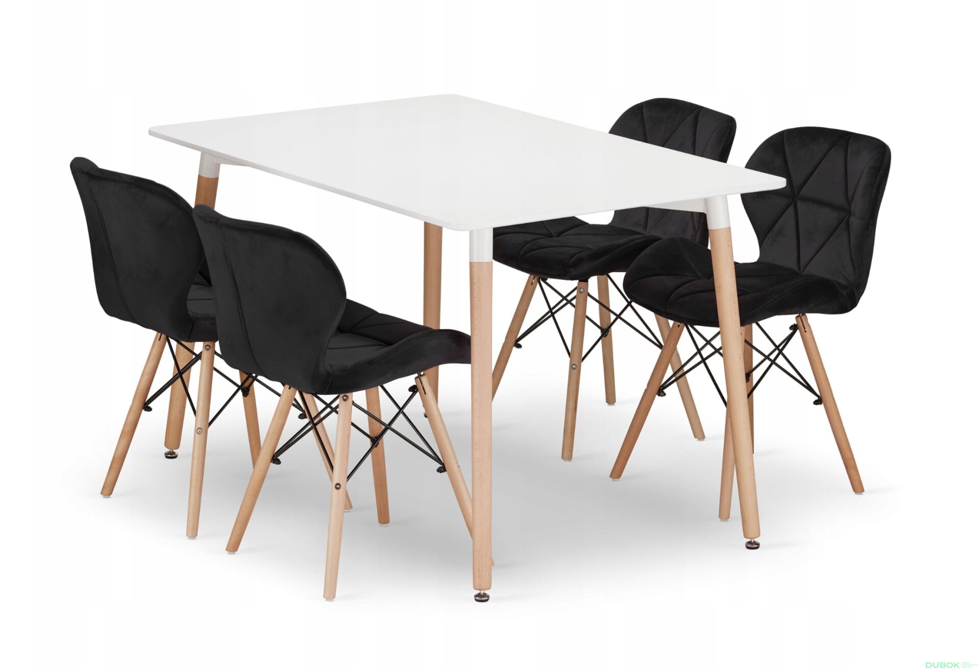 Obrázek 1 - Sada obdélníkový stůl ADRIA 120x80 bílý + 4 židle LAGO černé