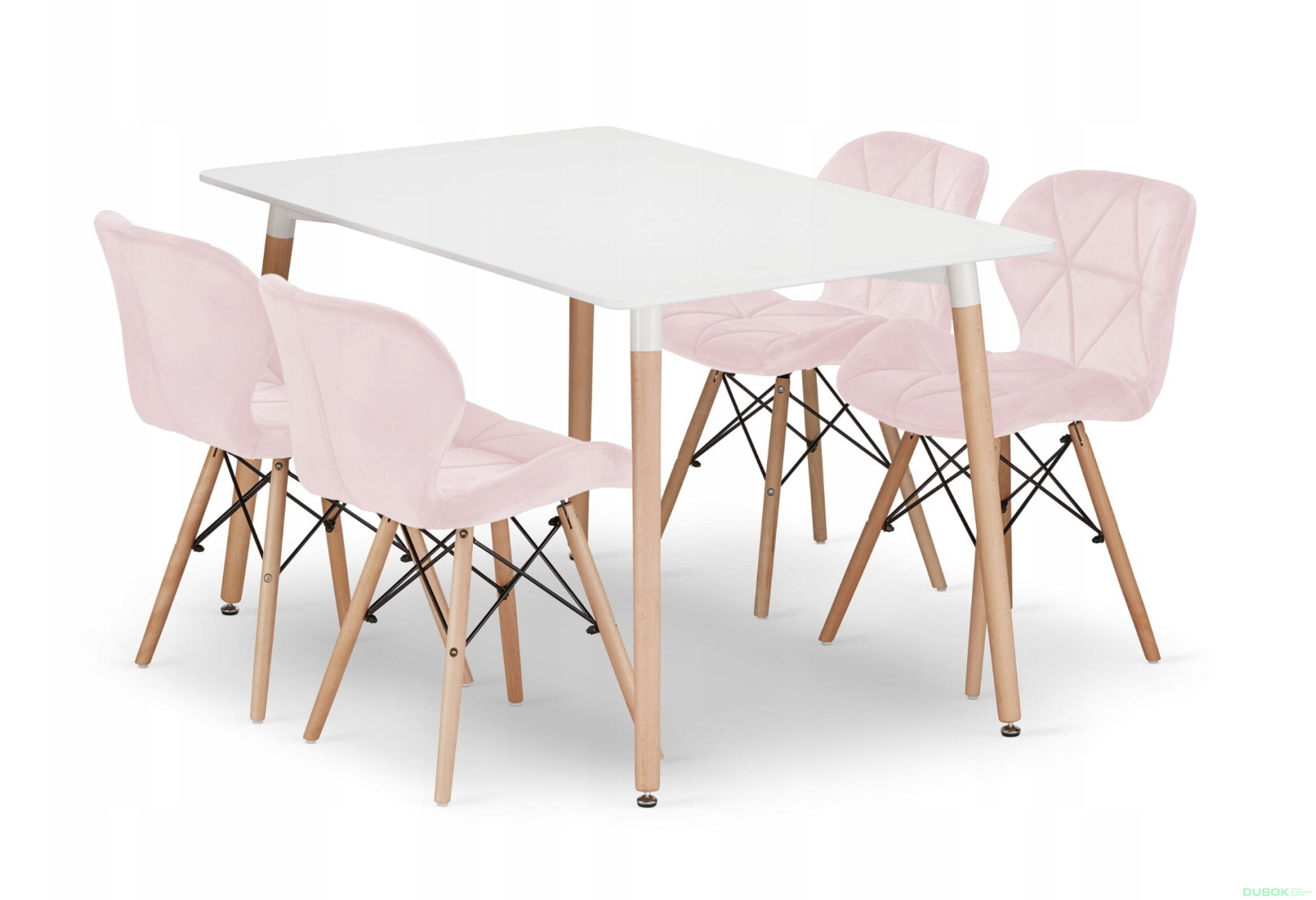 Obrázek 1 - Sada obdélníkový stůl ADRIA 120x80 bílý + 4 židle LAGO růžové
