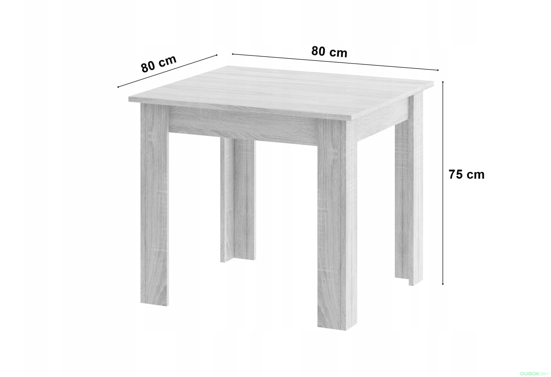 Obrázek 11 - Sada čtvercový stůl 80x80 dub sonoma + 4 židle MARK bílé