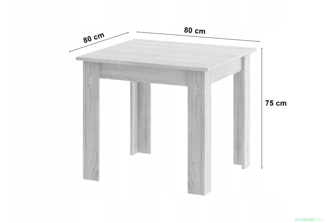 Obrázek 11 - Sada čtvercový stůl 80x80 dub sonoma + 4 židle OSAKA černé