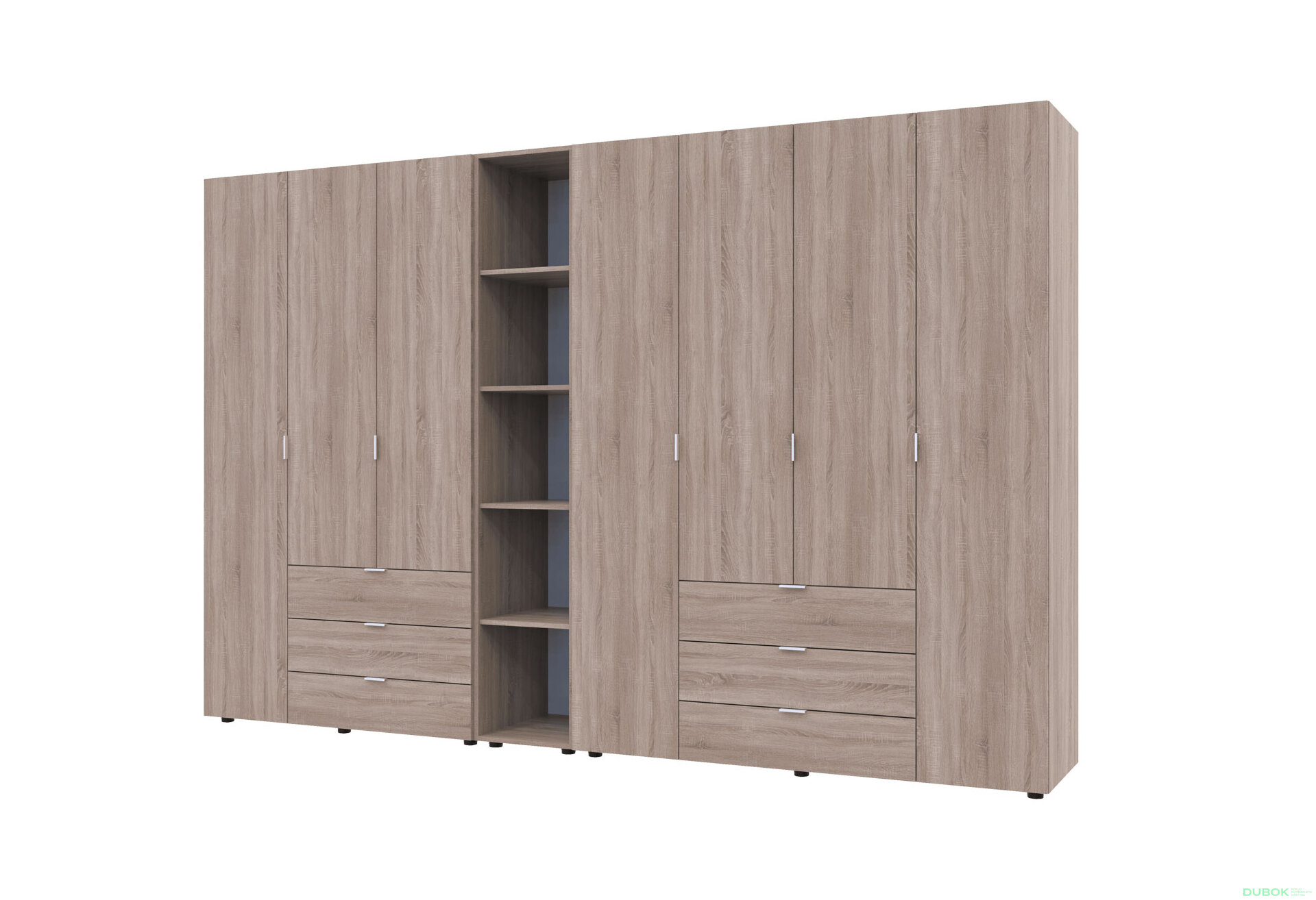 Obrázek 1 - Skříň sedmidveřová s regálem Gelar 309 cm Dub sonoma