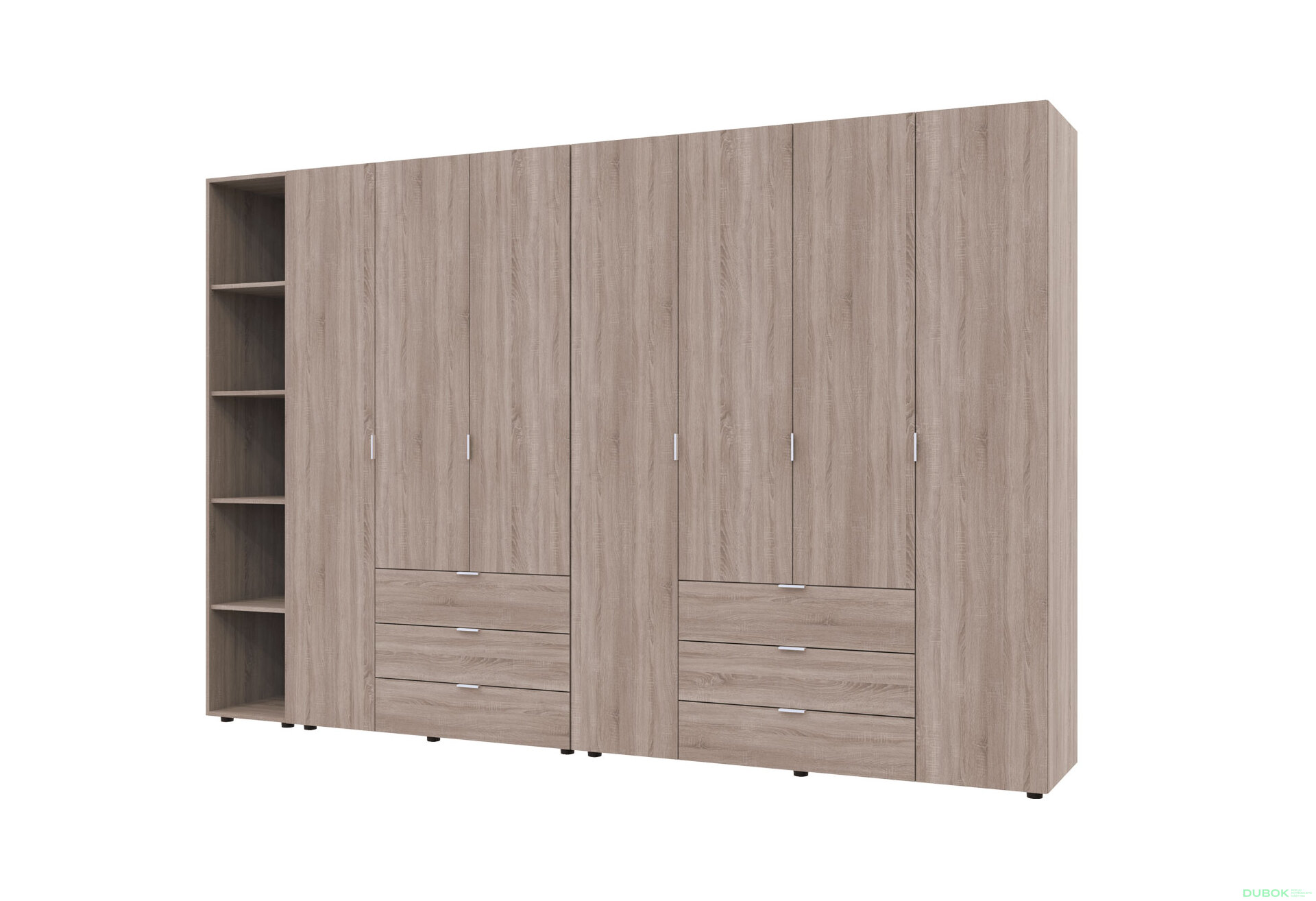 Obrázek 2 - Skříň sedmidveřová s regálem Gelar 309 cm Dub sonoma