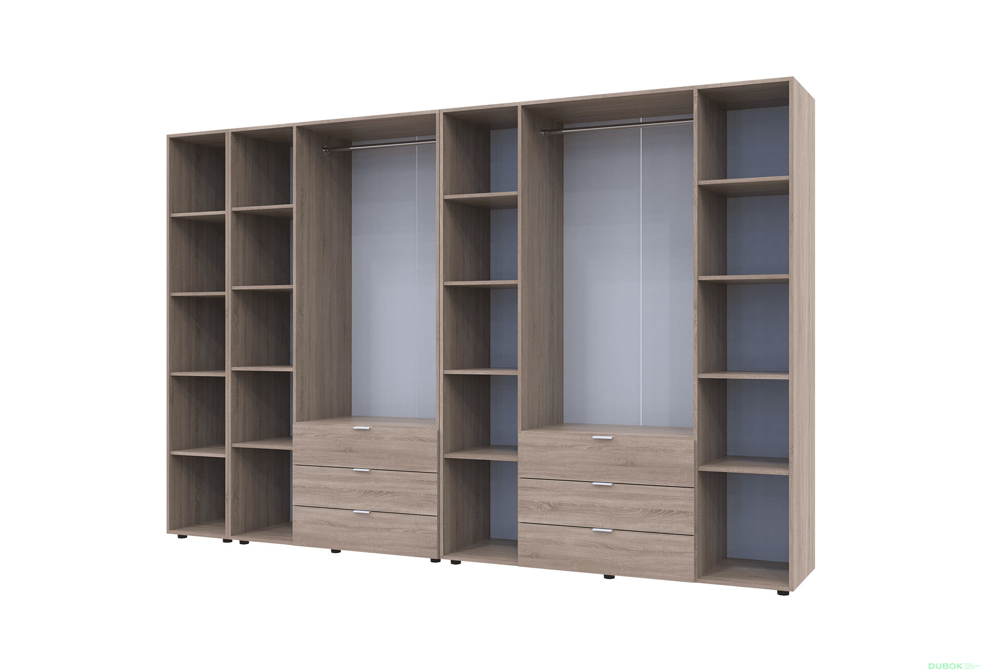 Obrázek 3 - Skříň sedmidveřová s regálem Gelar 309 cm Dub sonoma