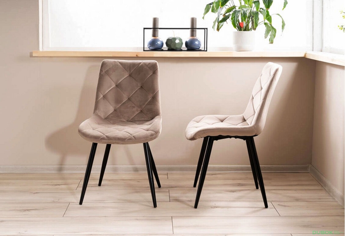 Obrázek 8 - Židle Ralph Velvet tmavě béžový Bluvel 40, kov černá matná