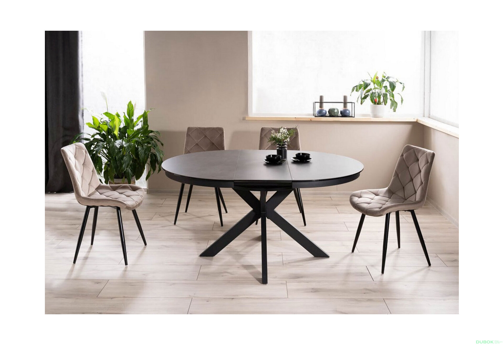 Obrázek 10 - Židle Ralph Velvet tmavě béžový Bluvel 40, kov černá matná