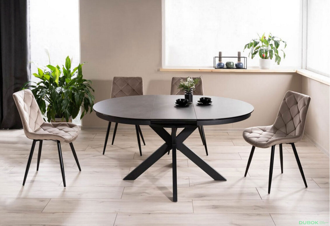 Obrázek 10 - Židle Ralph Velvet tmavě béžový Bluvel 40, kov černá matná