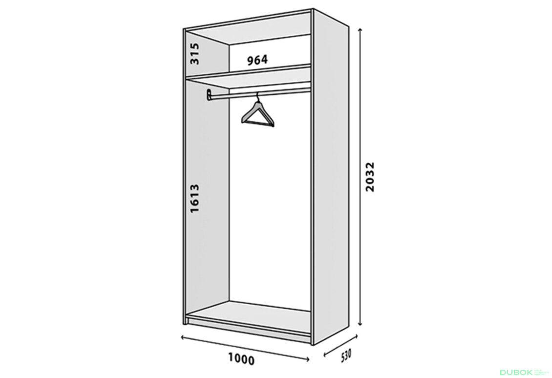 Obrázek 2 - Modul № 2ŠU-1000x2050 DTD 18 mm bílý Módulní skříň Modus