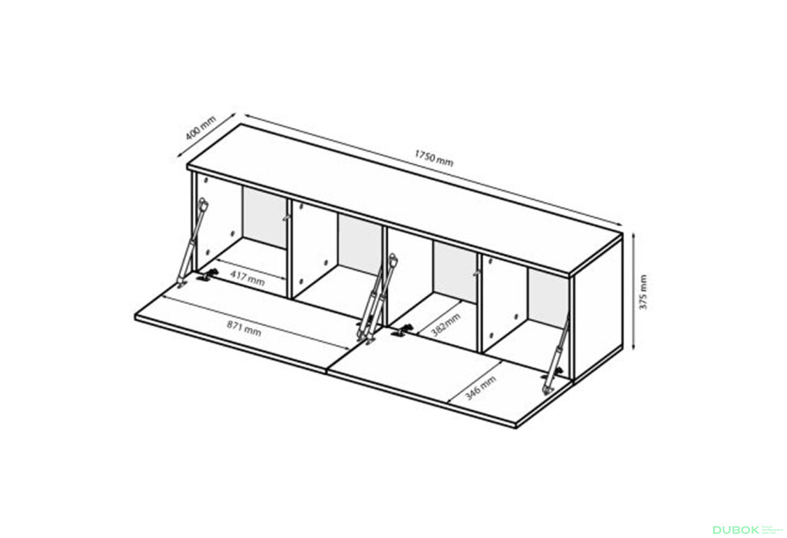 Obrázek 7 - TV stolek 1,75 šedý lávový lesk Legs Box
