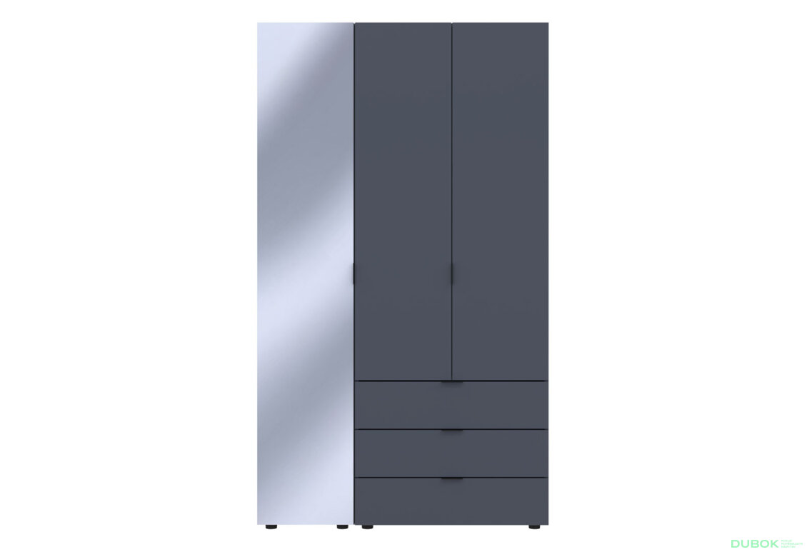 Obrázek 4 - Skříň třídveřová se zrcadlem Gelar 116.5 cm Grafit