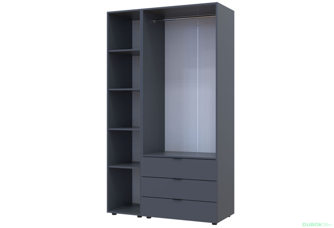 Obrázek 2 - Skříň třídveřová se zrcadlem Gelar 116.5 cm Grafit