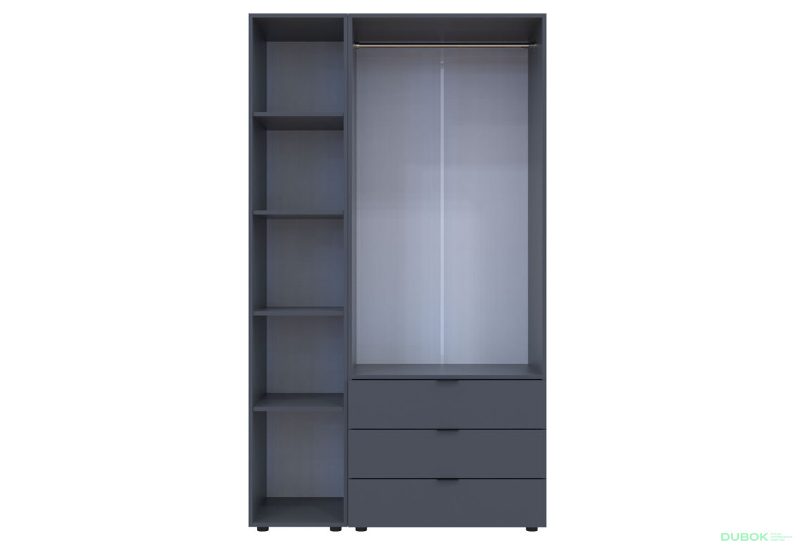 Obrázek 3 - Skříň třídveřová se zrcadlem Gelar 116.5 cm Grafit