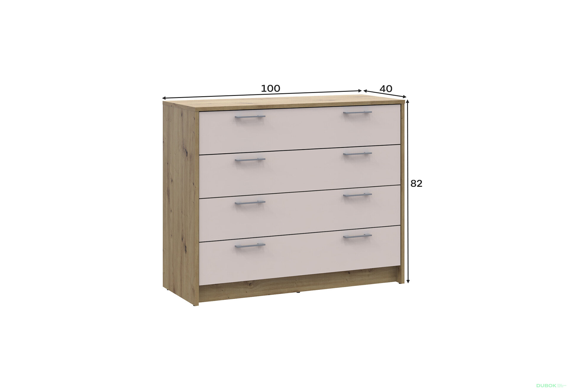 Obrázek 4 - Komoda Rondi 4 zásuvky 100x40x82 dub artisan / kašmír