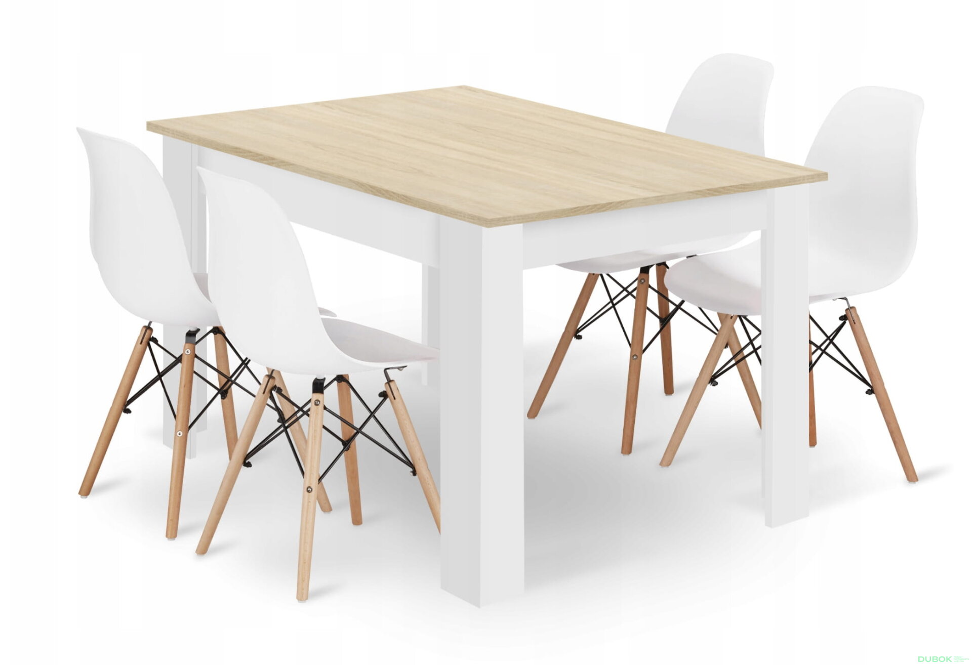 Obrázek 1 - Sada obdélníkový stůl 120x80 dub sonoma + 4 židle OSAKA bílé