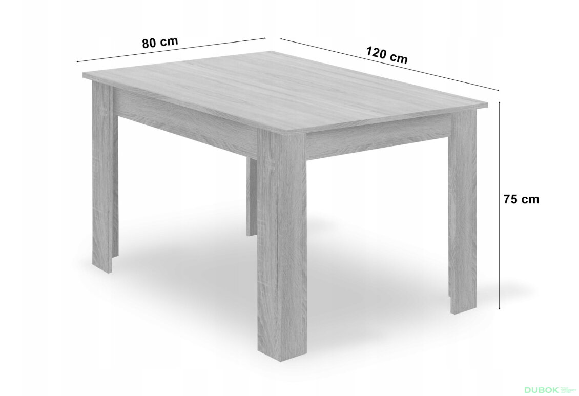 Obrázek 11 - Sada obdélníkový stůl 120x80 dub sonoma + 4 židle OSAKA bílé