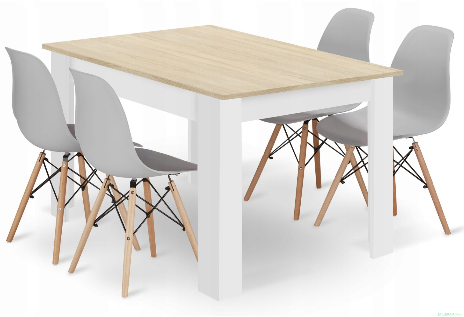 Obrázek 1 - Sada obdélníkový stůl 120x80 dub sonoma + 4 židle OSAKA šedé