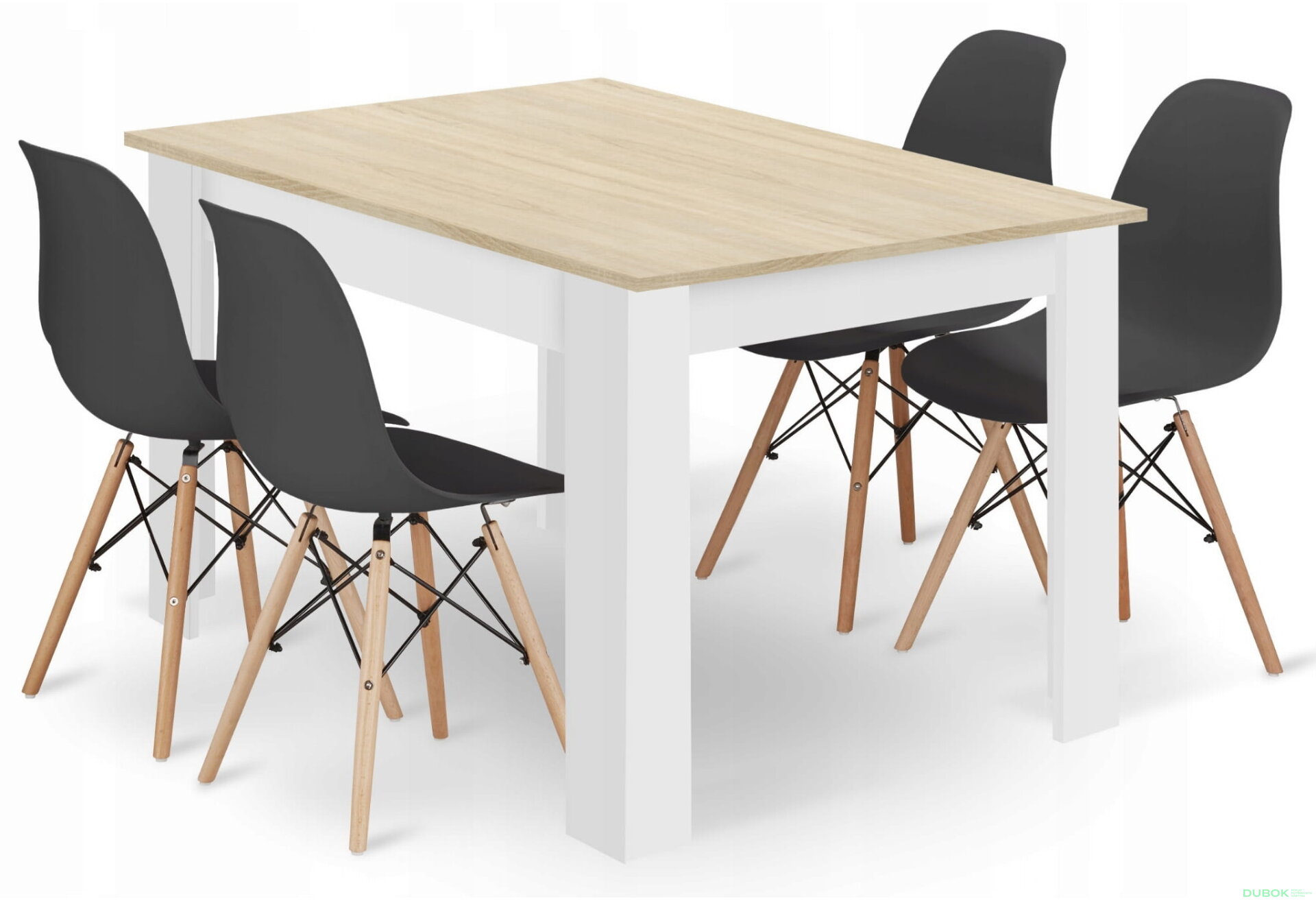 Obrázek 1 - Sada stůl obdélníkový 120x80 dub sonoma + 4 židle OSAKA černé