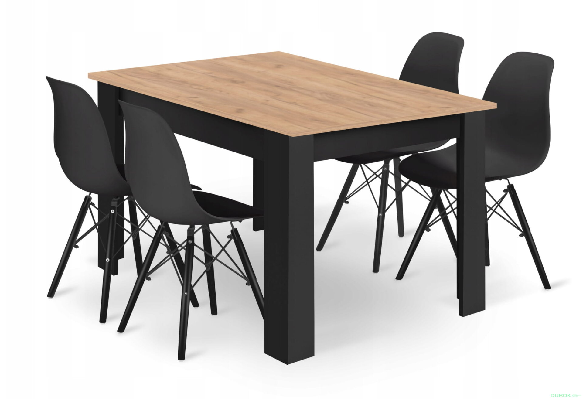 Obrázek 1 - Sada obdélníkový stůl 120x80 craft + 4 židle OSAKA černé