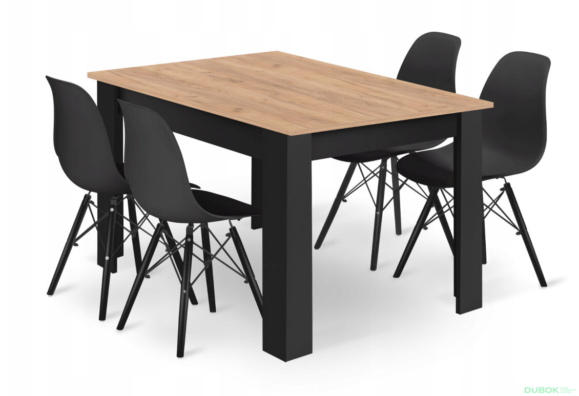 Sada obdélníkový stůl 120x80 craft + 4 židle OSAKA černé