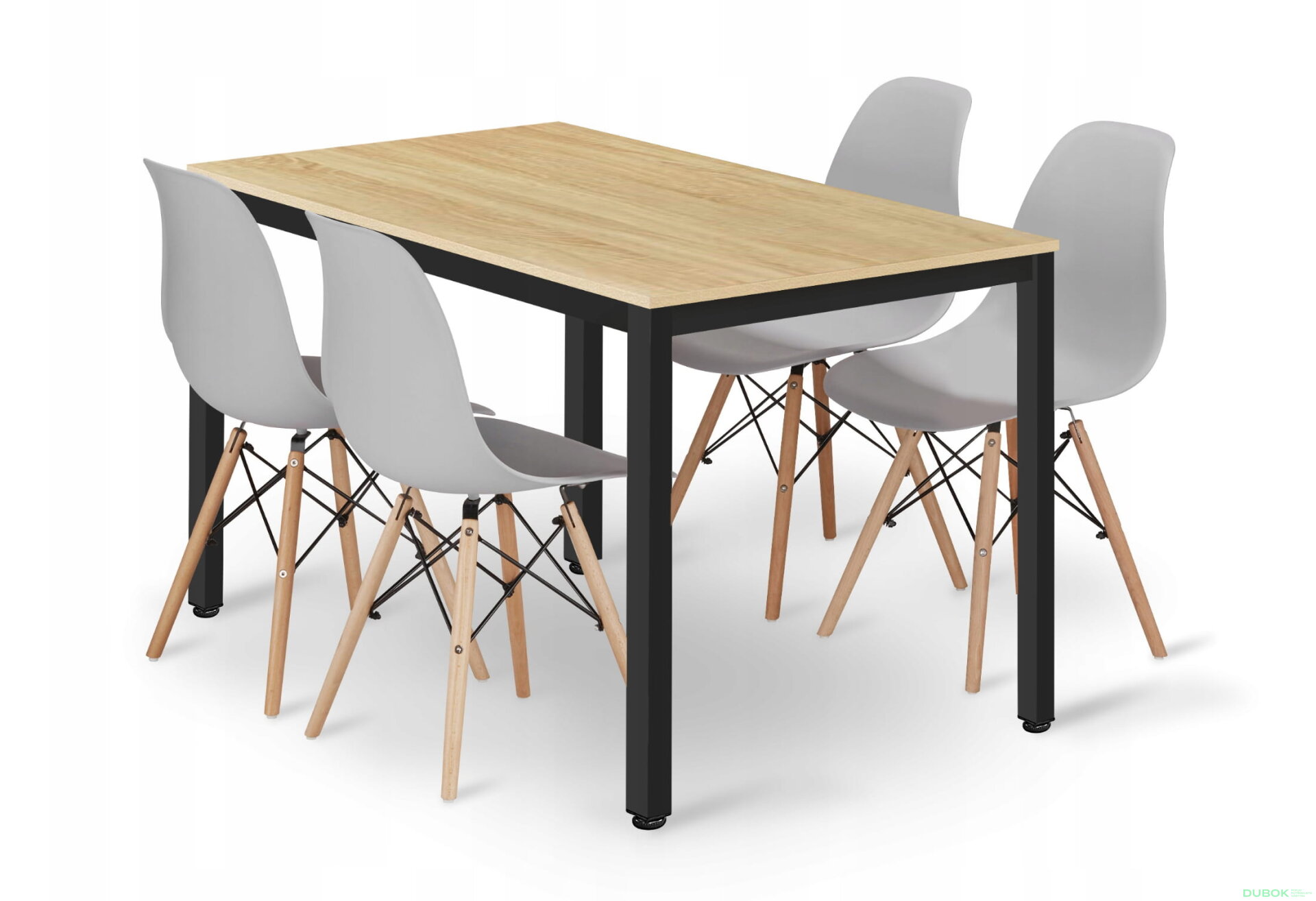 Obrázek 1 - Sada obdélníkový stůl TESSA 120x60 světlý dub + 4 židle OSAKA šedé