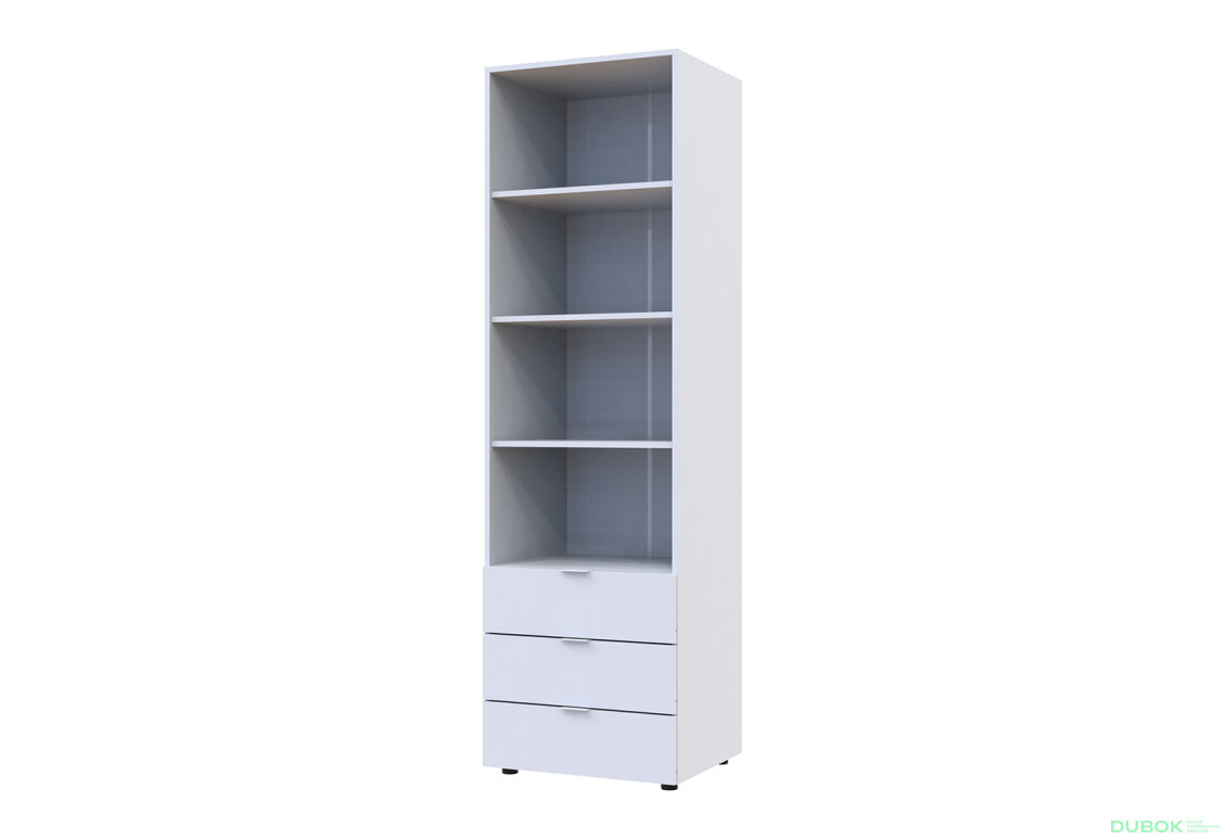 Obrázek 14437 - Skříň 4D s regálem se zásuvkami Gelar 215 cm bílý