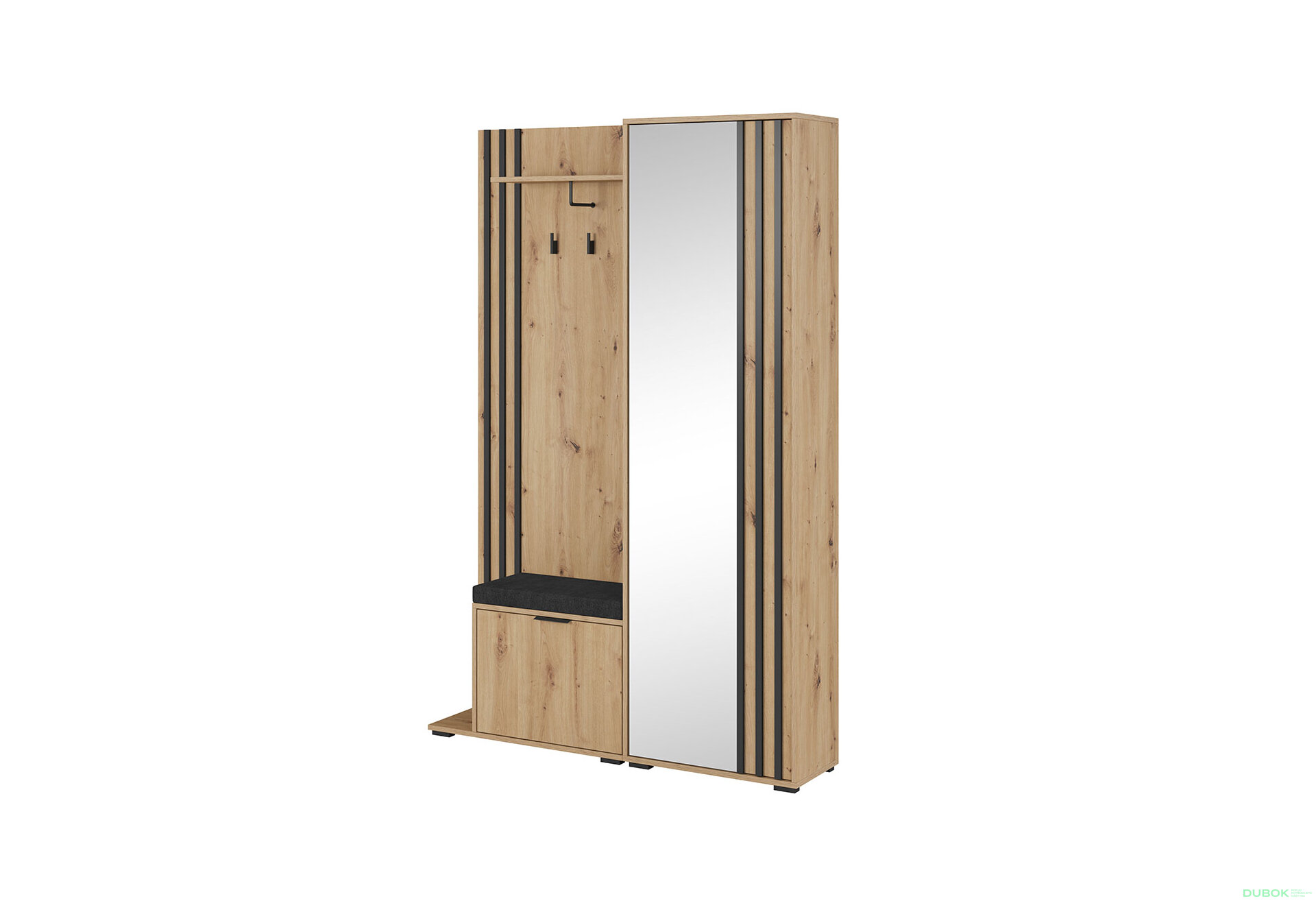 Obrázek 1 - Předsíňová sestava artisan / lamella černá + Polštářek Nelly